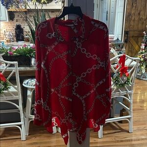 Susan Graver Red Chain Pattern Top